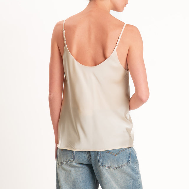 Vicolo-Top satin bretelle regolabili - sand