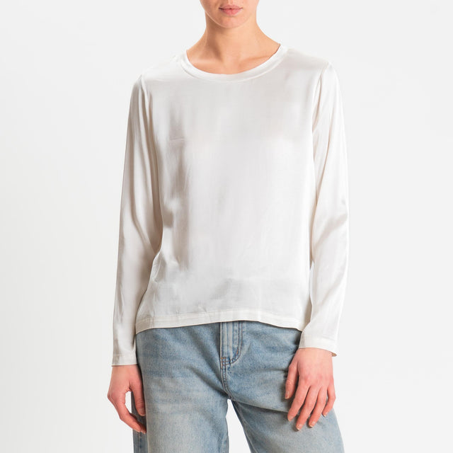 Vicolo-Blusa satin elasticizzato manica lunga - burro