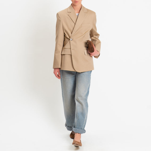 Vicolo-Giacca chiusura asimmetrica spacchi laterali - beige