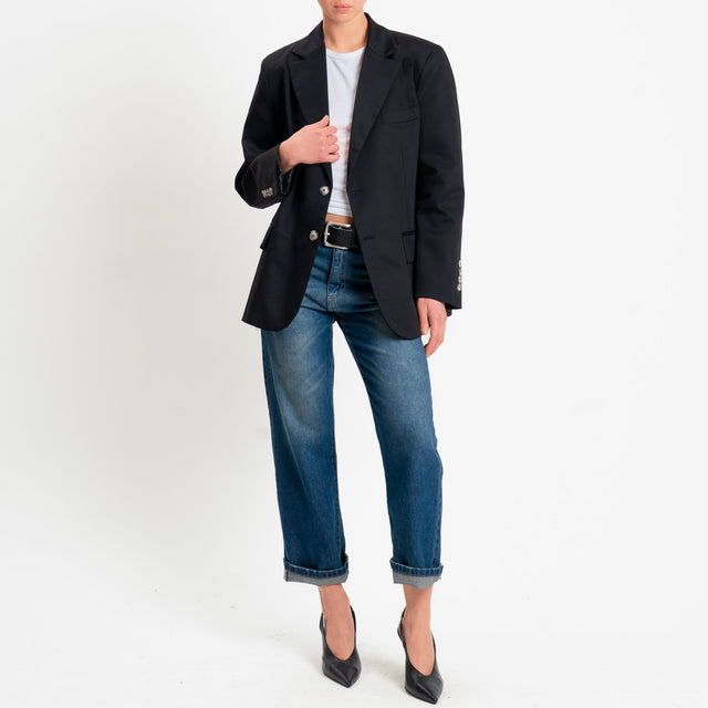 Vicolo-Giacca chiusura asimmetrica spacchi laterali - Nero