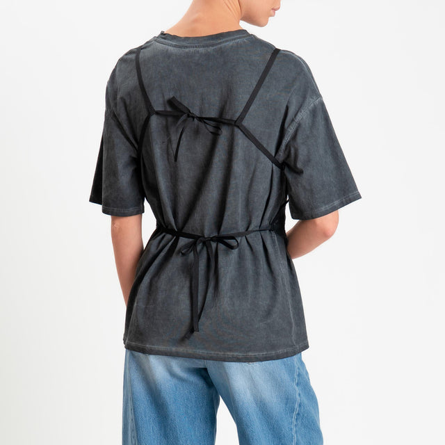 Vicolo-T-shirt + top in pizzo - lavagna/nero