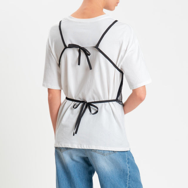 Vicolo-T-shirt + top in pizzo - bianco/nero