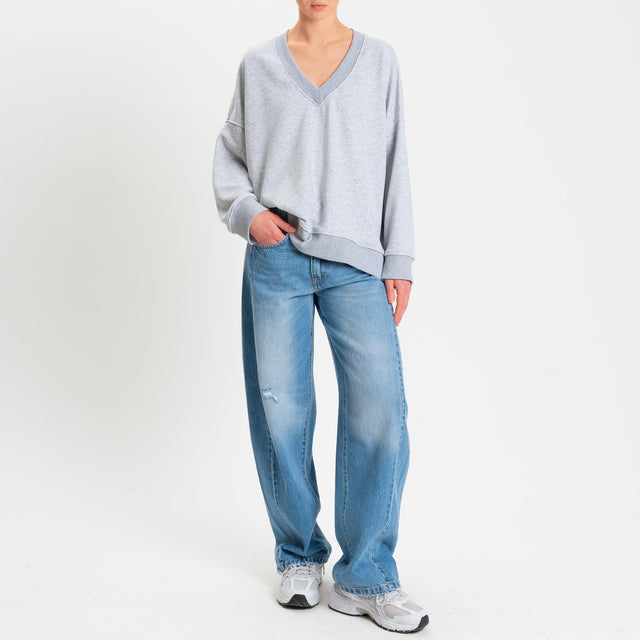 Vicolo-Felpa over scollo v - grigio melange