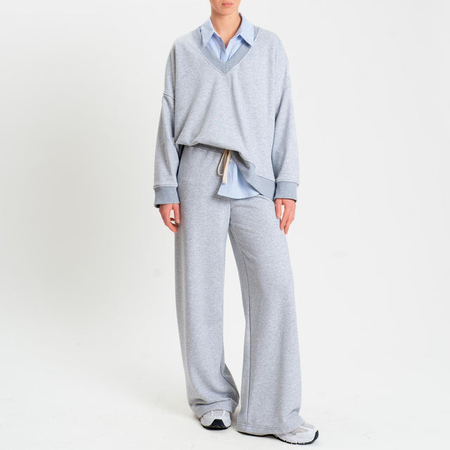 Vicolo-Felpa over scollo v - grigio melange