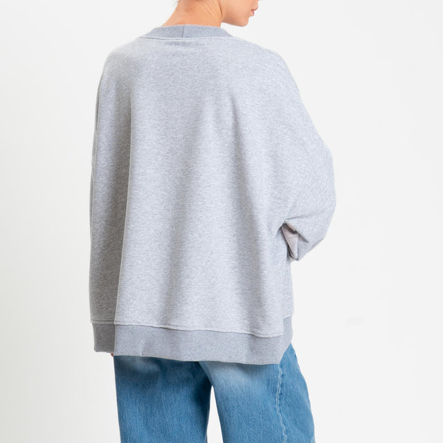 Vicolo-Felpa over scollo v - grigio melange