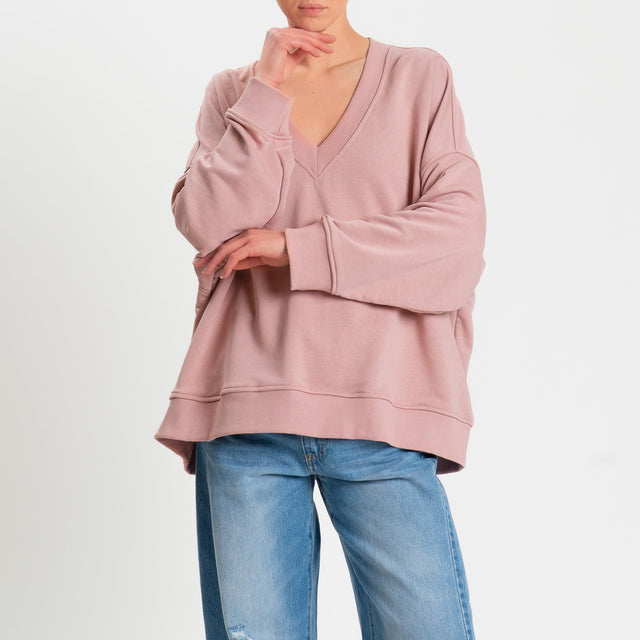 Vicolo-Felpa over scollo v - rosa