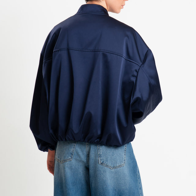 Vicolo-Bomber in satin con tasche - Blu