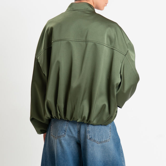 Vicolo-Bomber in satin con tasche - militare