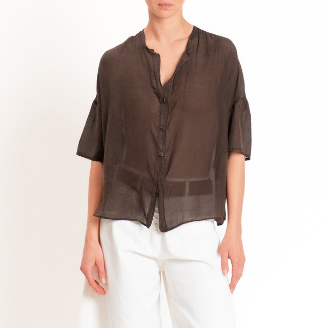 Vicolo-Camicia mussola collo coreana - moro