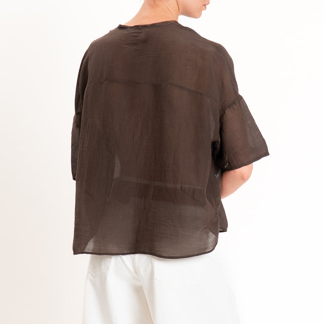 Vicolo-Camicia mussola collo coreana - moro