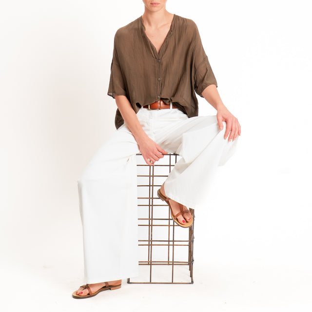 Vicolo-Camicia mussola collo coreana - choco