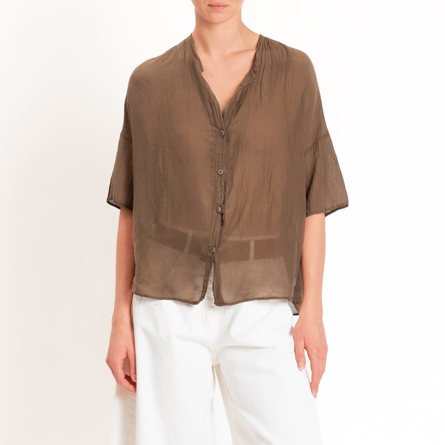 Vicolo-Camicia mussola collo coreana - choco