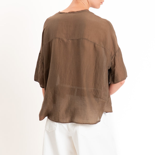 Vicolo-Camicia mussola collo coreana - choco