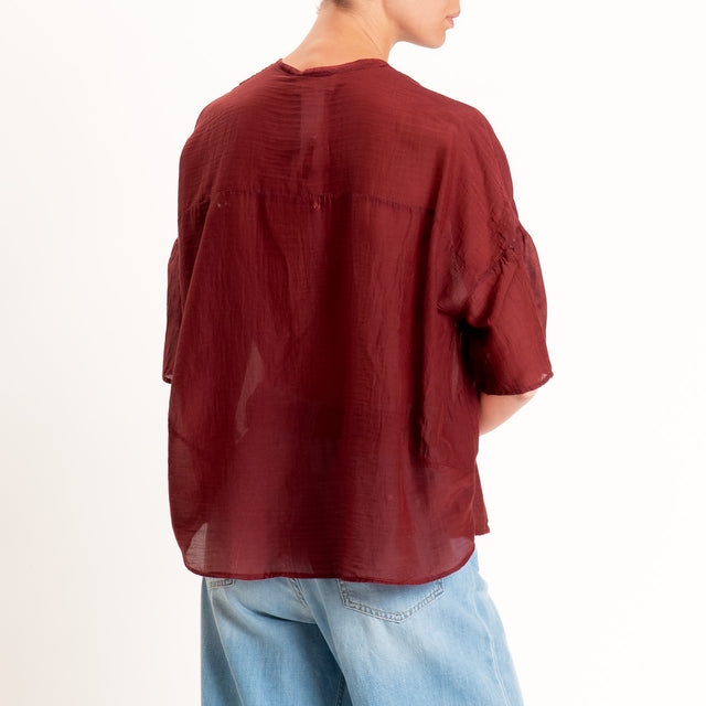 Vicolo-Camicia mussola collo coreana - vino
