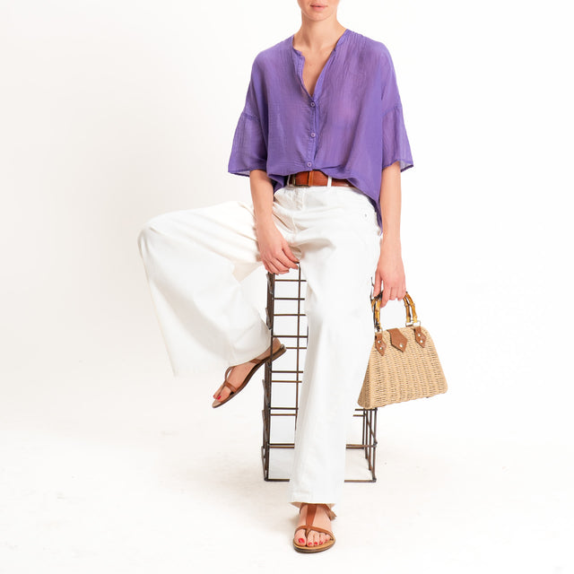 Vicolo-Camicia mussola collo coreana - viola