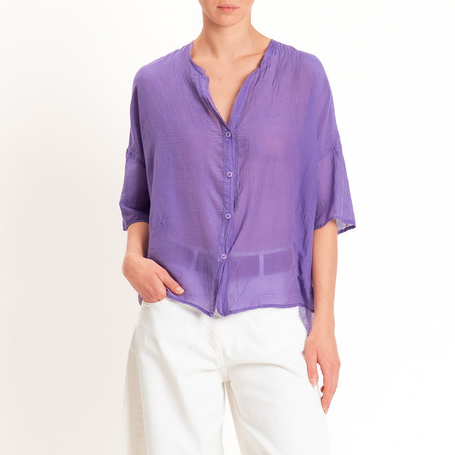 Vicolo-Camicia mussola collo coreana - viola
