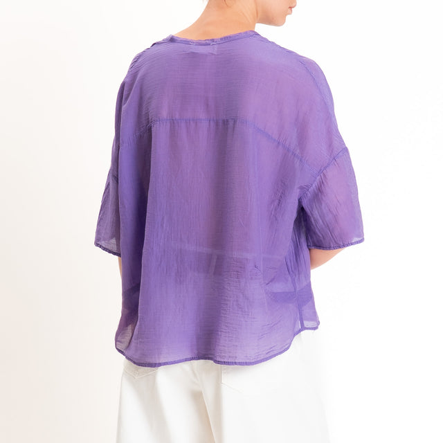 Vicolo-Camicia mussola collo coreana - viola