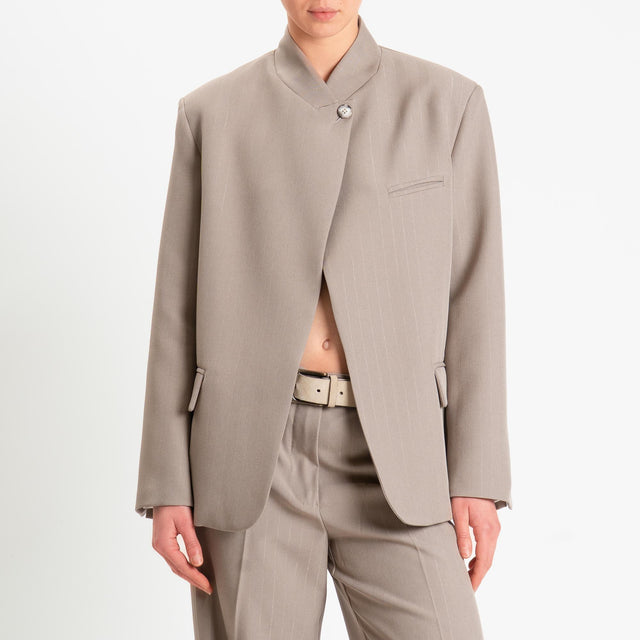 Vicolo-Giacca gessata chiusura con bottone asimmetrico - tortora