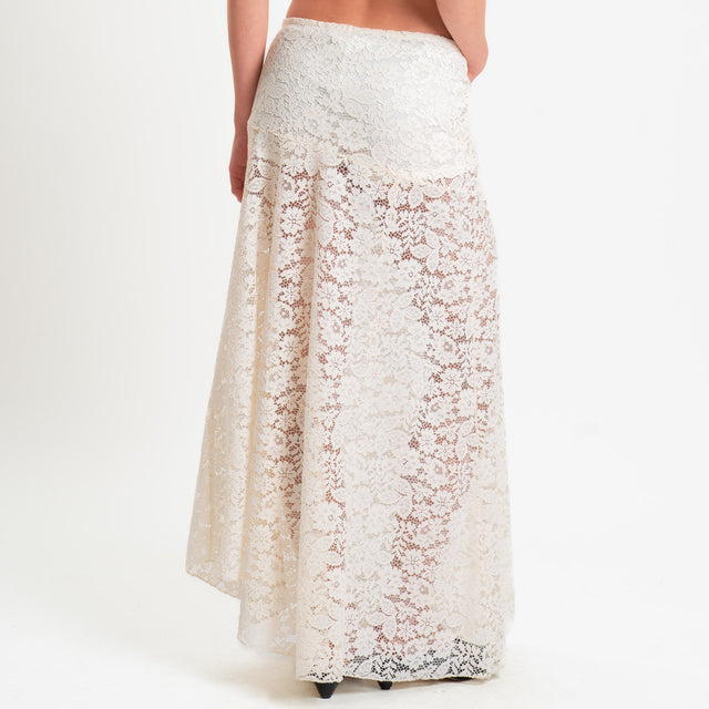 Vicolo-Gonna in pizzo elastico in vita - burro