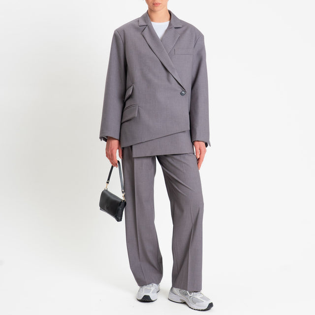 Vicolo-Giacca chiusura asimmetrica - grigio medio melange