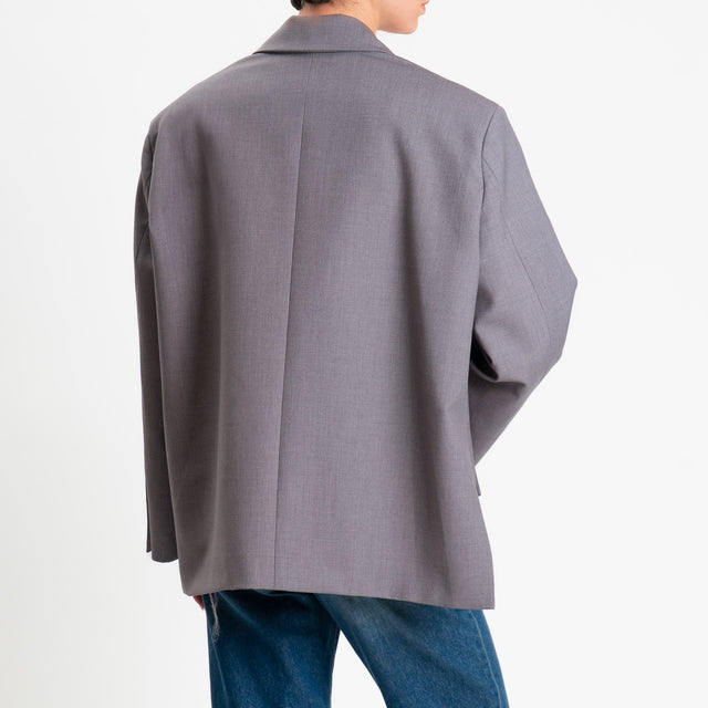 Vicolo-Giacca chiusura asimmetrica - grigio medio melange