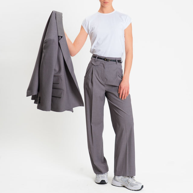 Vicolo-Pantalone palazzo con pinces - grigio medio melange