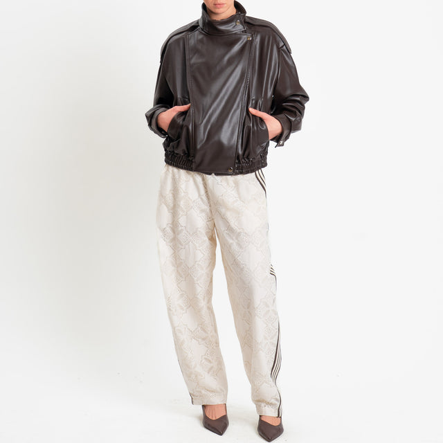 Vicolo-Bomber similpelle chiusura asimmetrica - moro