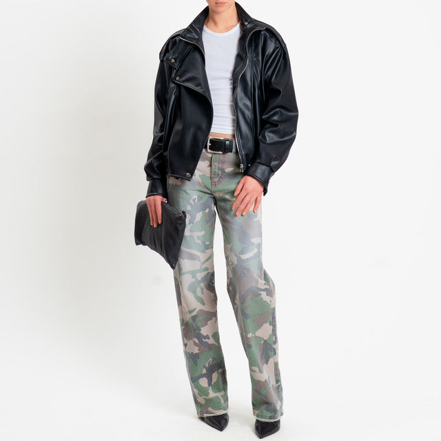 Vicolo-Bomber similpelle chiusura asimmetrica - nero