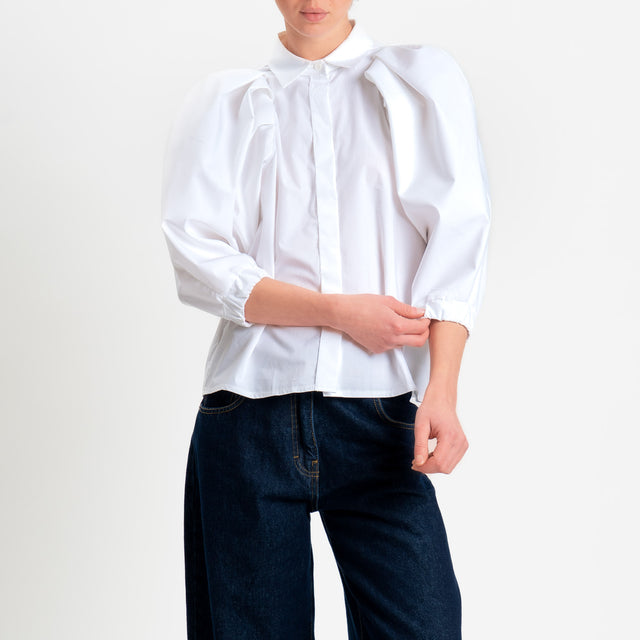 Vicolo-Camicia in cotone manica palloncino - bianco