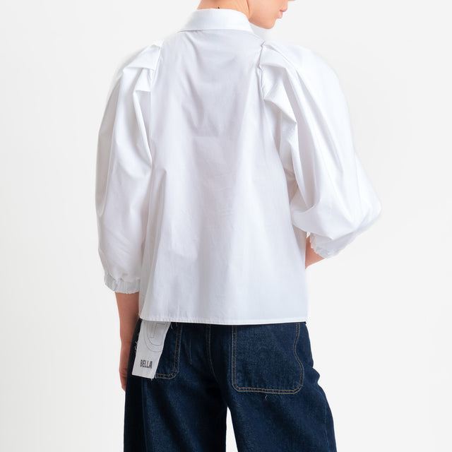 Vicolo-Camicia in cotone manica palloncino - bianco