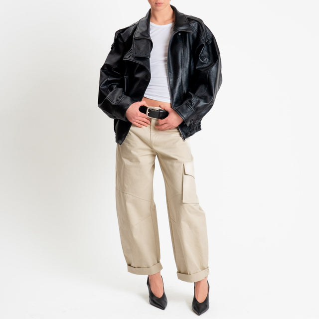 Vicolo- Bomber similpelle martellata - nero