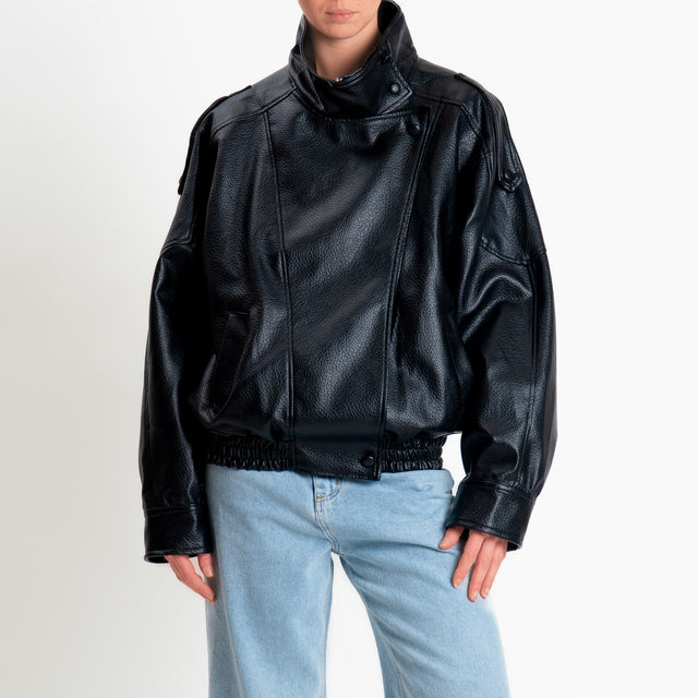 Vicolo- Bomber similpelle martellata - nero