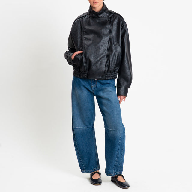 Vicolo-Bomber similpelle martellata - nero