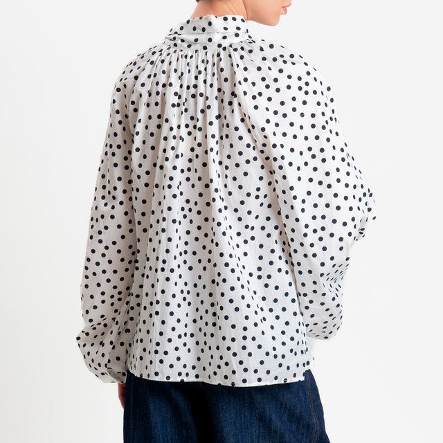 Vicolo-Camicia pois chiusura con fiocco - bianco/nero