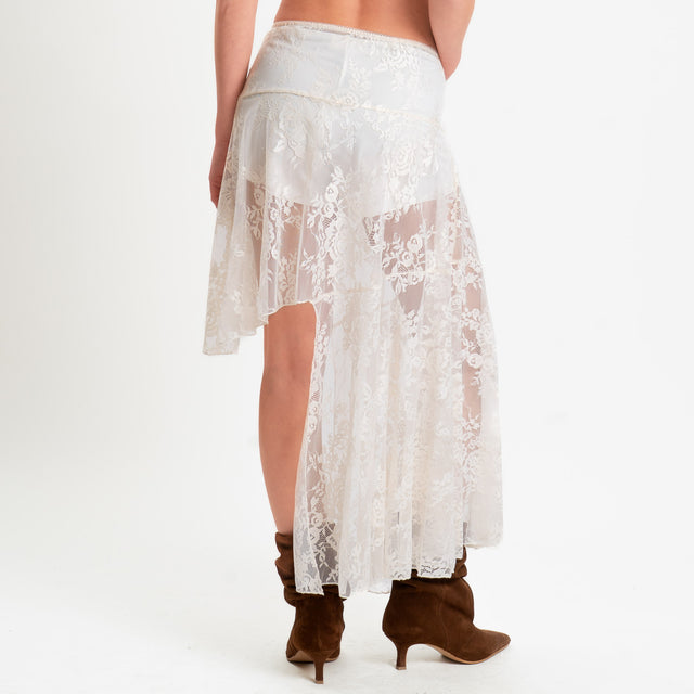 Vicolo-Gonna asimmetrica in pizzo - burro