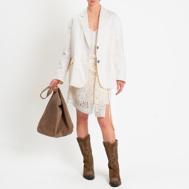 Vicolo-Minigonna portafoglio pizzo macramé - burro