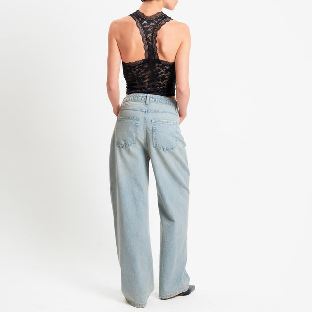 Vicolo-Top in pizzo scollo vogatore - nero