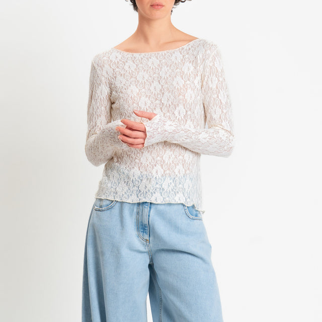 Vicolo-Blusa in pizzo elasticizzata - burro