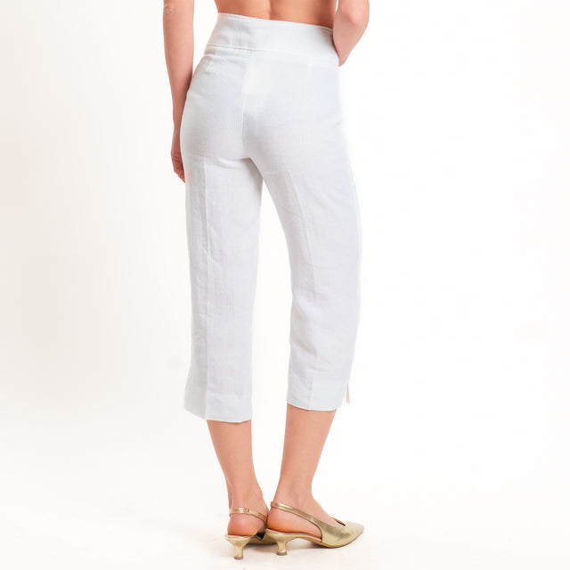 Vicolo-Pantalone cropped 100% lino - bianco