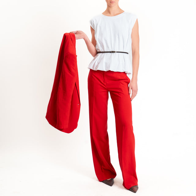 Vicolo-Pantalone wide leg misto lino - rosso