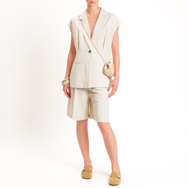 Vicolo-Gilet un bottone misto lino - burro