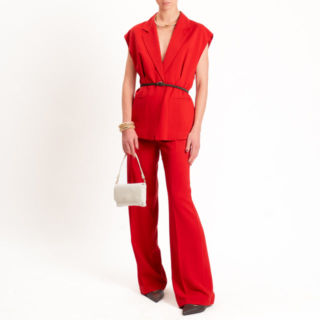 Vicolo-Gilet un bottone misto lino - rosso
