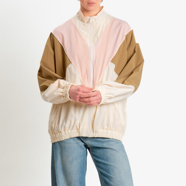 Vicolo-Bomber tre colori - rosa/tabacco/burro