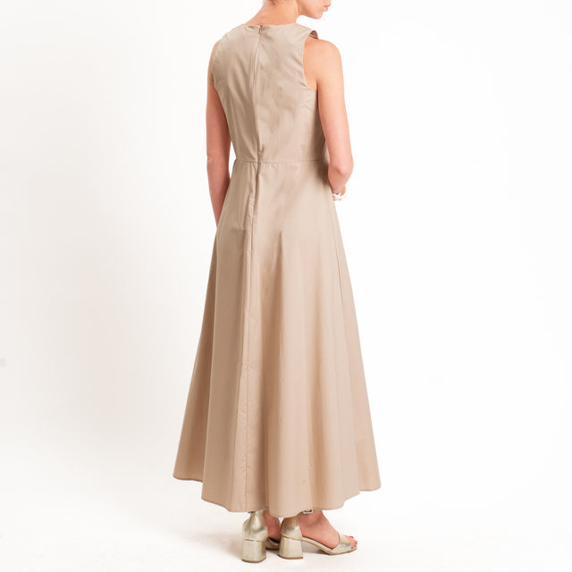 Vicolo-Abito in popeline spacco laterale - desert