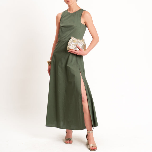 Vicolo-Abito in popeline spacco laterale - militare