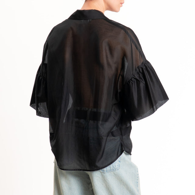 Vicolo-Camicia mussola di lyocell - nero