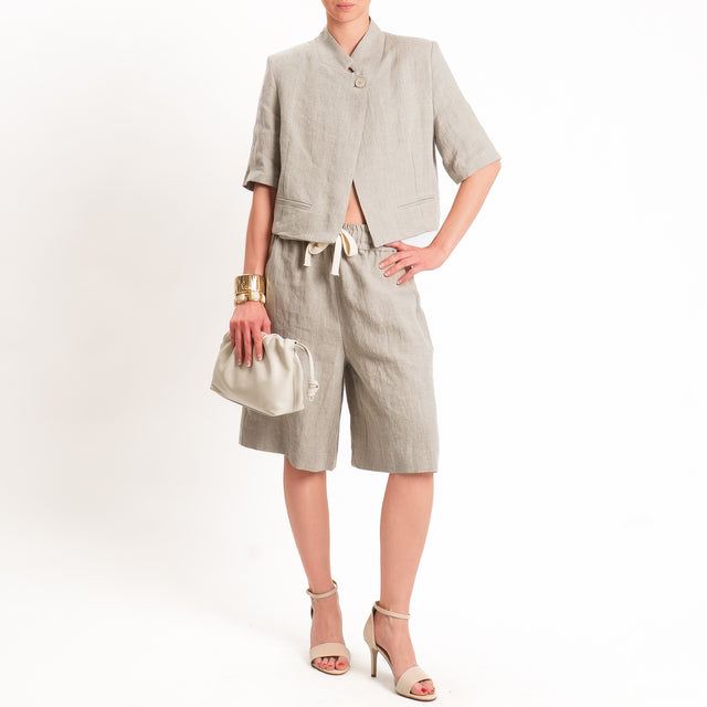Vicolo-Bermuda 100% lino con coulisse - sabbia
