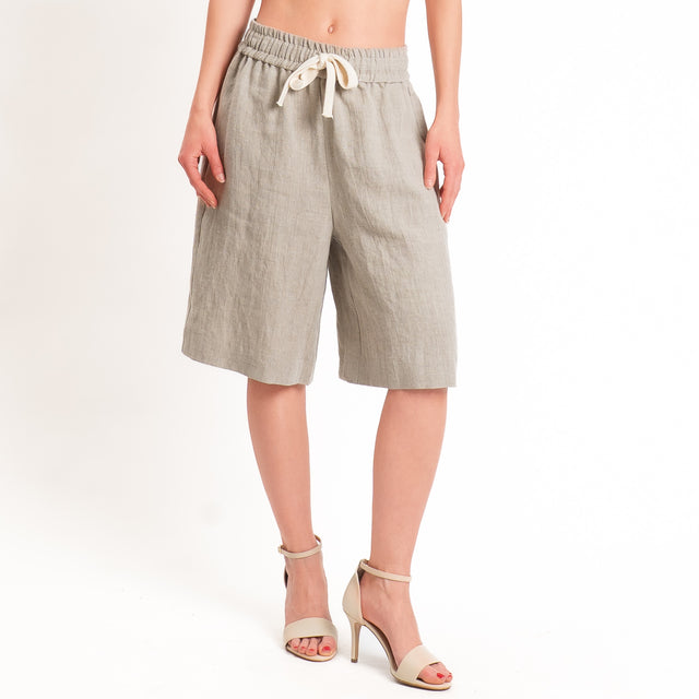 Vicolo-Bermuda 100% lino con coulisse - sabbia