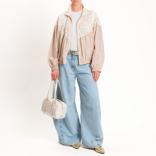 Vicolo-Bomber doppio tessuto con pizzo - beige/burro