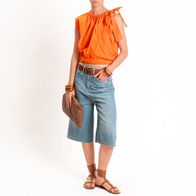 Vicolo-Top popeline con fiocco - arancio